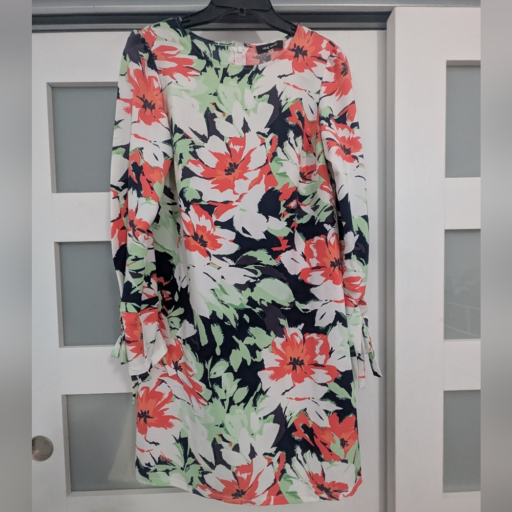 Floral Print Dress - Green, Red, Black